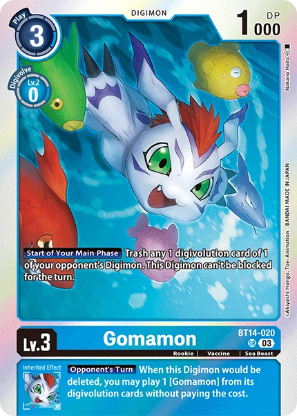 Digimon Card Game Sammelkarte BT14-020 Gomamon