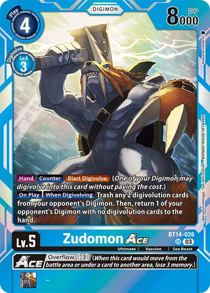 Digimon Card Game Sammelkarte BT14-026 Zudomon ACE