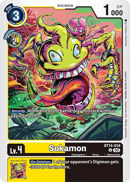 Digimon Card Game Sammelkarte BT14-034 Sukamon