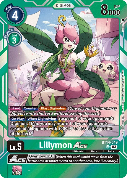 Digimon Card Game Sammelkarte BT14-049 Lillymon ACE