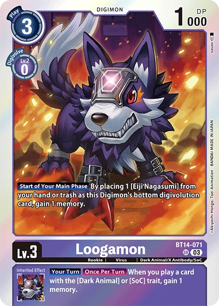 Digimon Card Game Sammelkarte BT14-071 Loogamon