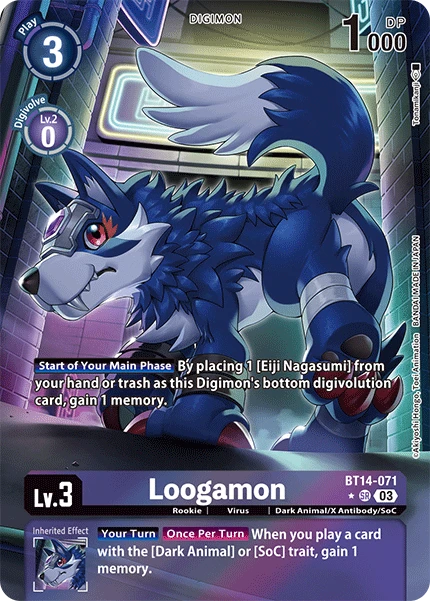 Digimon Card Game Sammelkarte BT14-071 Loogamon alternatives Artwork 1