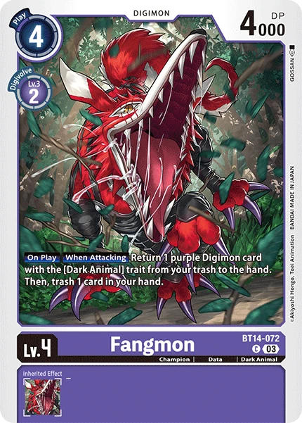 Digimon Card Game Sammelkarte BT14-072 Fangmon