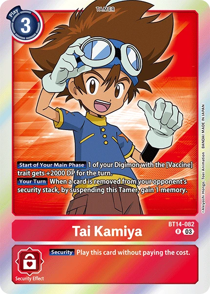 Digimon Card Game Sammelkarte BT14-082 Tai Kamiya