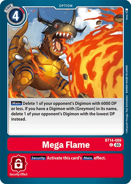 Digimon Card Game Sammelkarte BT14-089 Mega Flame