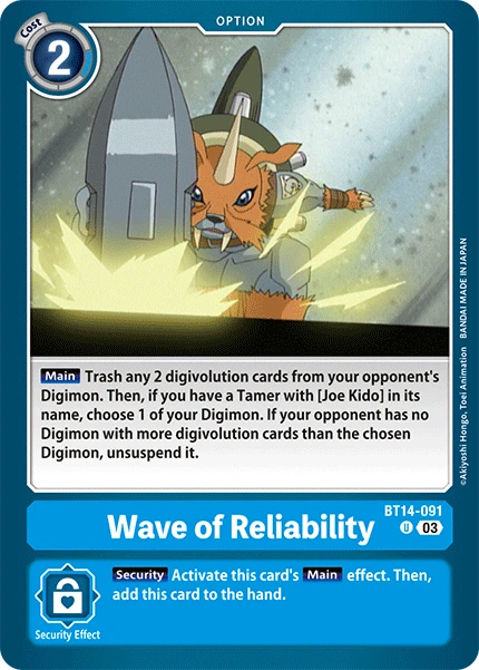Digimon Card Game Sammelkarte BT14-091 Wave of Reliability