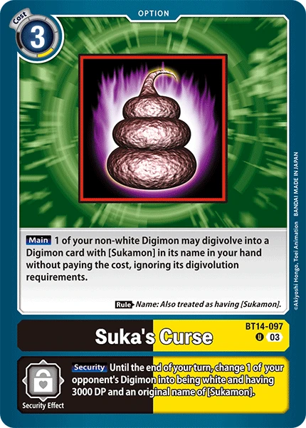 Digimon Card Game Sammelkarte BT14-097 Suka's Curse