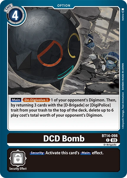 Digimon Card Game Sammelkarte BT14-098 DCD Bomb