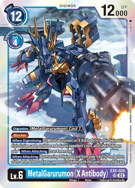 Digimon Card Game Sammelkarte EX5-026 MetalGarurumon (X Antibody)