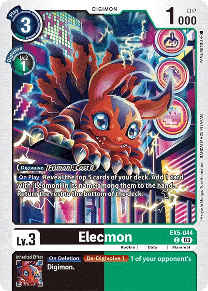 Digimon Card Game Sammelkarte EX5-044 Elecmon
