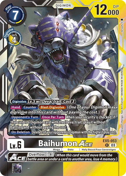 Digimon Card Game Sammelkarte EX5-053 Baihumon ACE