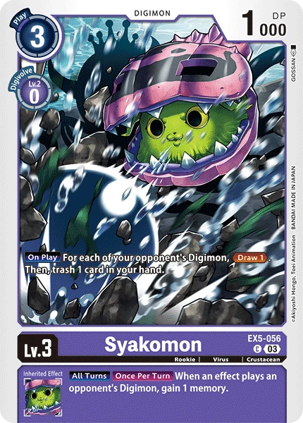 Digimon Card Game Sammelkarte EX5-056 Syakomon