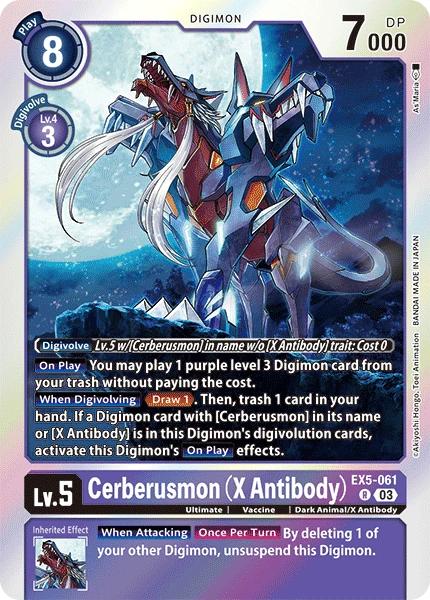 Digimon Card Game Sammelkarte EX5-061 Cerberusmon (X Antibody)