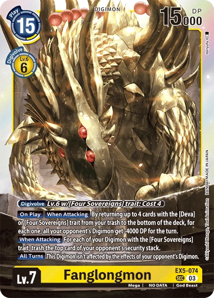 Digimon Card Game Sammelkarte EX5-074 Fanglongmon