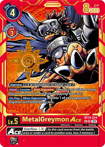 Digimon Card Game Sammelkarte BT14-014 MetalGreymon ACE alternatives Artwork 2