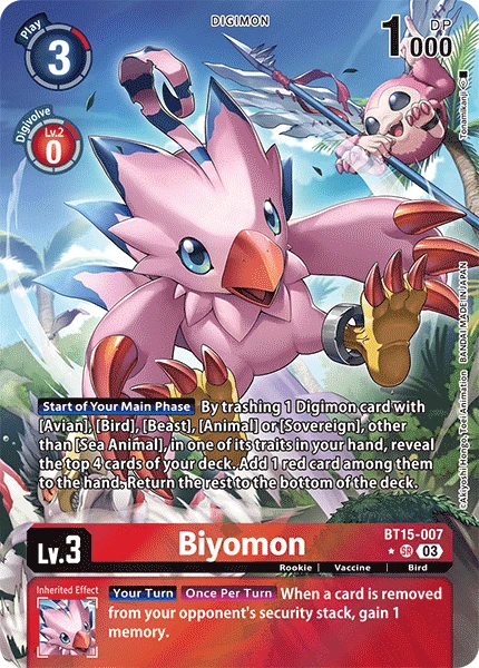 Digimon Card Game Sammelkarte BT15-007 Biyomon alternatives Artwork 1