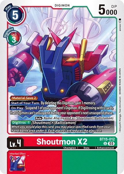 Digimon Card Game Sammelkarte BT15-012 Shoutmon X2