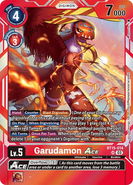 Digimon Card Game Sammelkarte BT15-014 Garudamon ACE