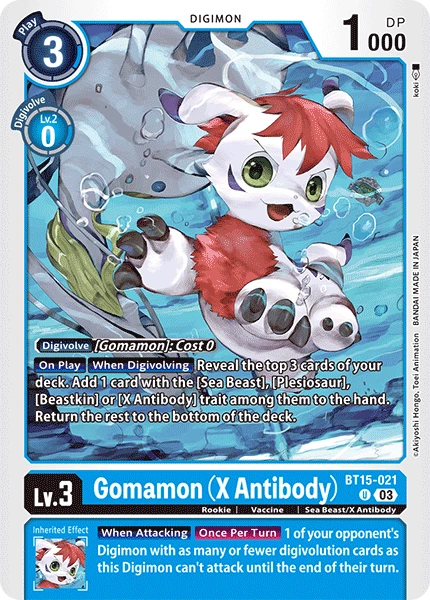 Digimon Card Game Sammelkarte BT15-021 Gomamon (X Antibody)