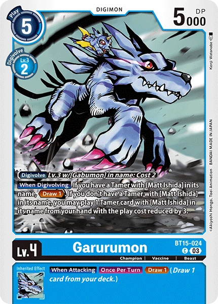 Digimon Card Game Sammelkarte BT15-024 Garurumon