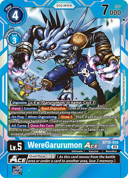 Digimon Card Game Sammelkarte BT15-026 WereGarurumon ACE