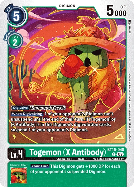 Digimon Card Game Sammelkarte BT15-048 Togemon (X Antibody)