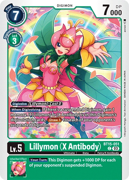 Digimon Card Game Sammelkarte BT15-051 Lillymon (X Antibody)
