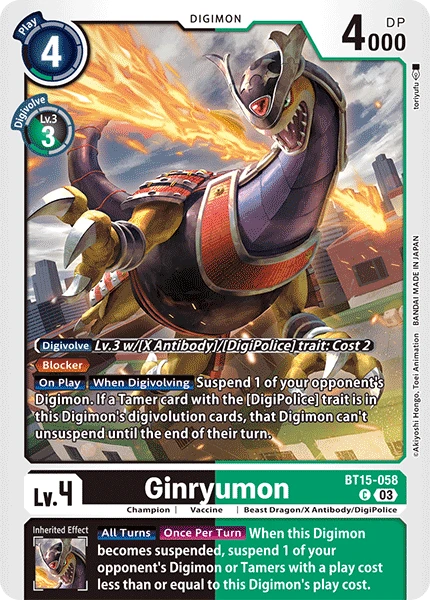 Digimon Card Game Sammelkarte BT15-058 Ginryumon