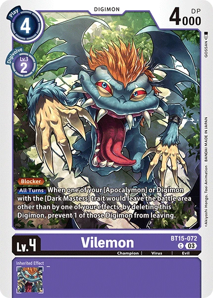 Digimon Card Game Sammelkarte BT15-072 Vilemon