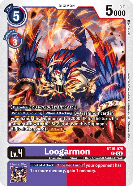 Digimon Card Game Sammelkarte BT15-075 Loogarmon