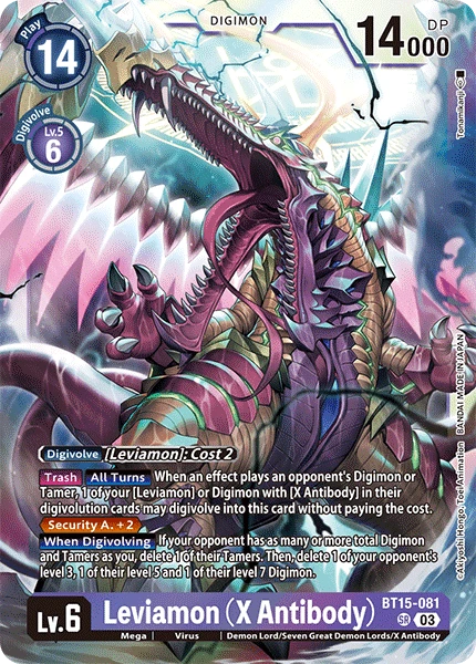 Digimon Card Game Sammelkarte BT15-081 Leviamon (X Antibody)