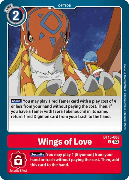 Digimon Card Game Sammelkarte BT15-088 Wings of Love