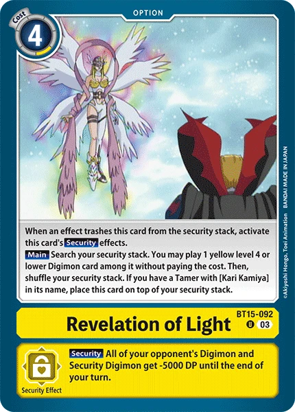 Digimon Card Game Sammelkarte BT15-092 Revelation of Light