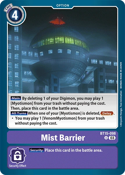 Digimon Card Game Sammelkarte BT15-098 Mist Barrier
