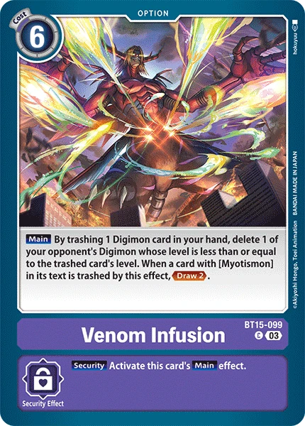 Digimon Card Game Sammelkarte BT15-099 Venom Infusion
