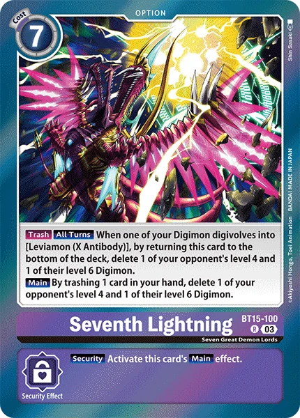 Digimon Card Game Sammelkarte BT15-100 Seventh Lightning