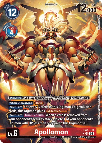 Digimon Card Game Sammelkarte EX5-014 Apollomon alternatives Artwork 1