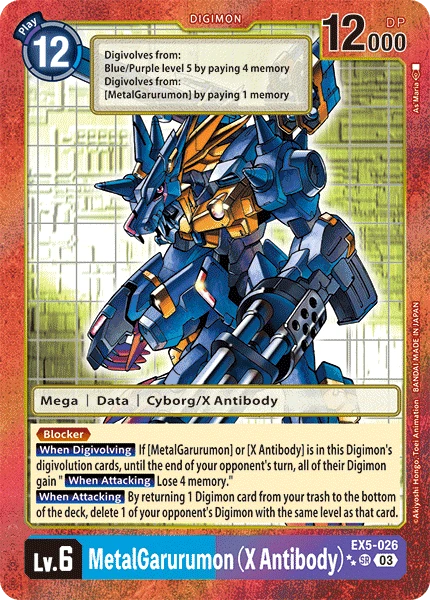 Digimon Card Game Sammelkarte EX5-026 MetalGarurumon (X Antibody) alternatives Artwork 2