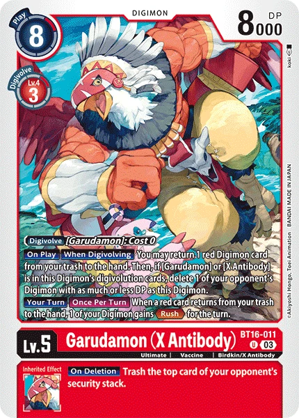 Digimon Card Game Sammelkarte BT16-011 Garudamon (X Antibody)
