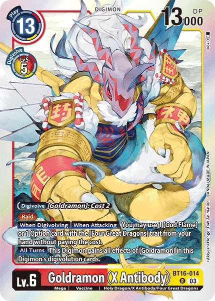 Digimon Card Game Sammelkarte BT16-014 Goldramon (X Antibody)