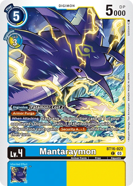 Digimon Card Game Sammelkarte BT16-022 Mantaraymon