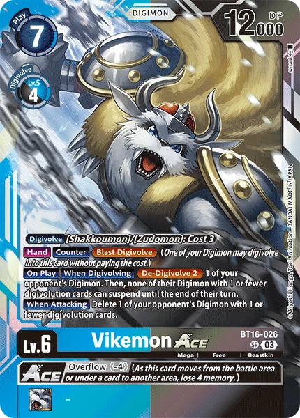Digimon Card Game Sammelkarte BT16-026 Vikemon ACE