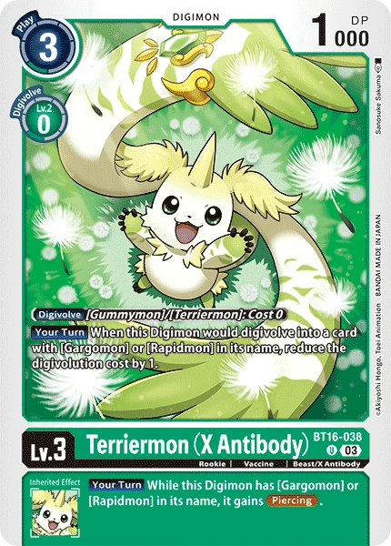 Digimon Card Game Sammelkarte BT16-038 Terriermon (X Antibody)