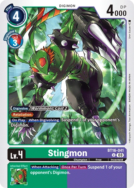Digimon Card Game Sammelkarte BT16-041 Stingmon