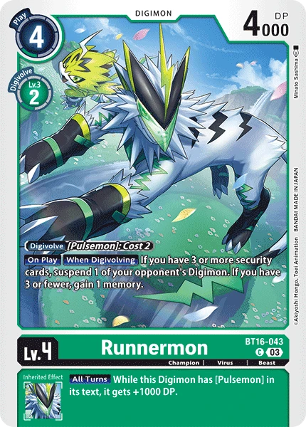 Digimon Card Game Sammelkarte BT16-043 Runnermon