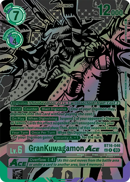 Digimon Card Game Sammelkarte BT16-046 GranKuwagamon ACE alternatives Artwork 1