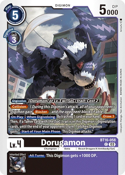 Digimon Card Game Sammelkarte BT16-058 Dorugamon