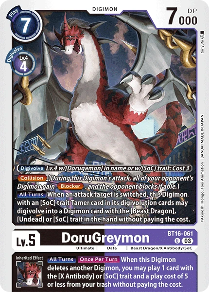 Digimon Card Game Sammelkarte BT16-061 DoruGreymon