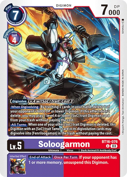 Digimon Card Game Sammelkarte BT16-076 Soloogarmon