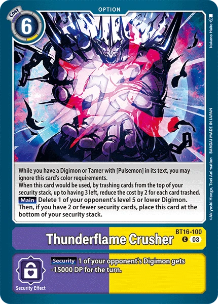 Digimon Card Game Sammelkarte BT16-100 Thunderflame Crusher